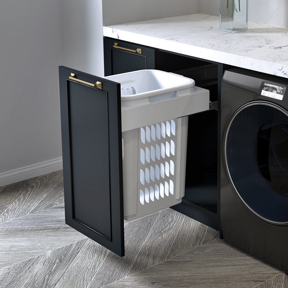 Concelo CRL450160DW, 1 x 60L Laundry Hamper, Door Pull, White